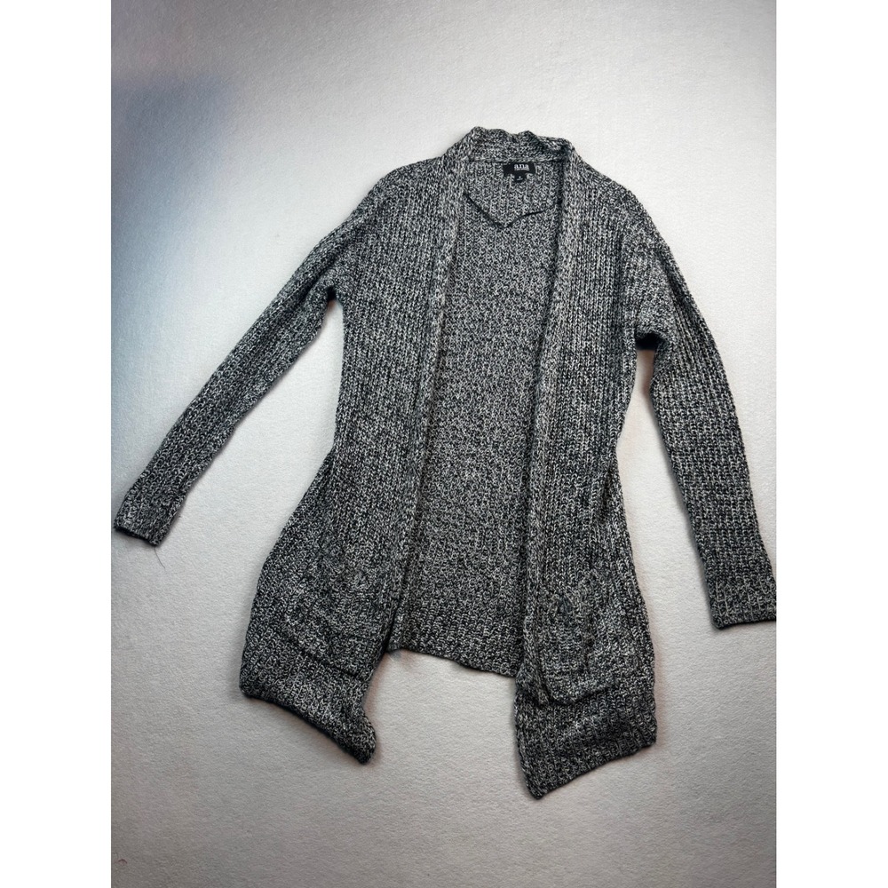 a.n.a A New Approach Womens Small Black White Marled Open Front Cardigan Sweater